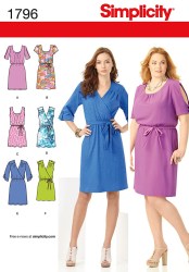 1796 SIMPLICITY ELASTIC WAIST PULLOVER DRESS VARIATIONS, BELT PATTERN 10-18